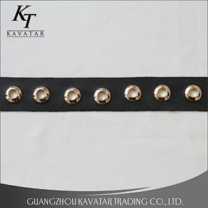 High quality 3.5cm width leather gold eyelet trims for garment wholesale