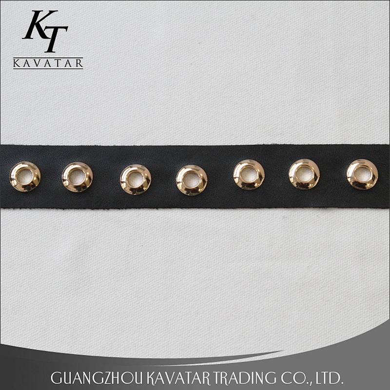 High quality 3.5cm width leather gold eyelet trims for garment wholesale