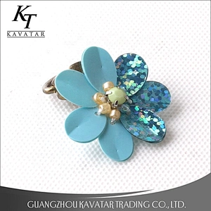 Kavatar Wholesale Blue Applique Sequins Flower Patch For Clothes