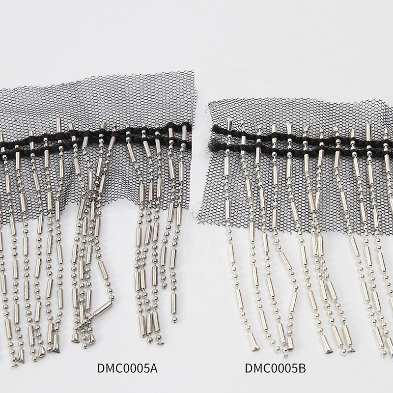 Fancy decorative 8cm gold sliver chain fringe trim fashion accessories mesh fringe