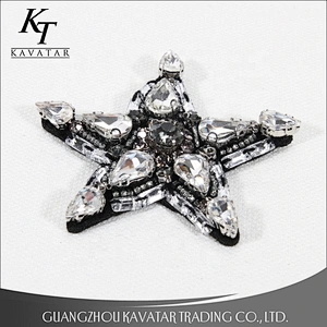 Factory Wholesale Fashion Star Style Designs Rhinestone Beaded Sew-On Patches