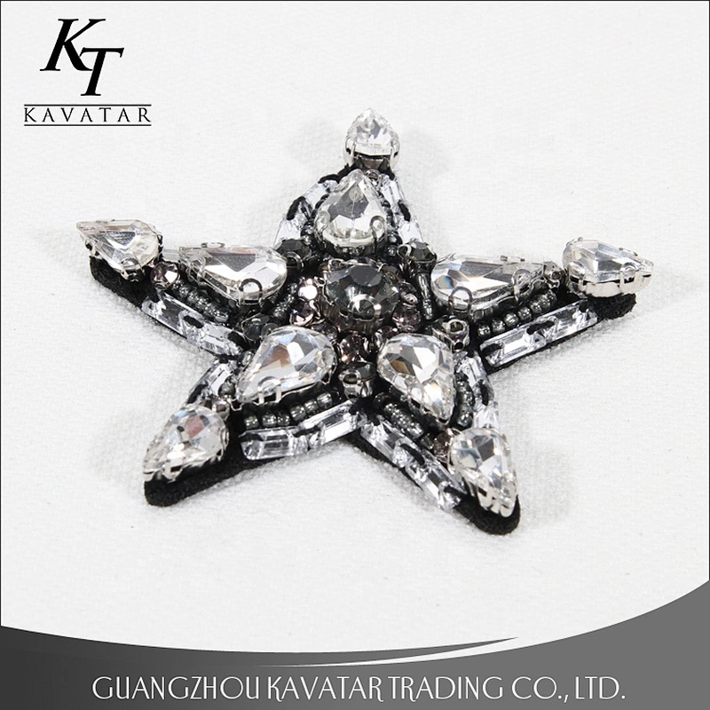 Factory Wholesale Fashion Star Style Designs Rhinestone Beaded Sew-On Patches