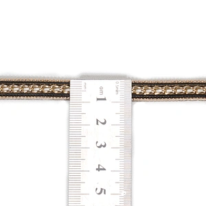 Stylish Black Hot Fix Transfer Trim with Golden Accessories Chain Beads