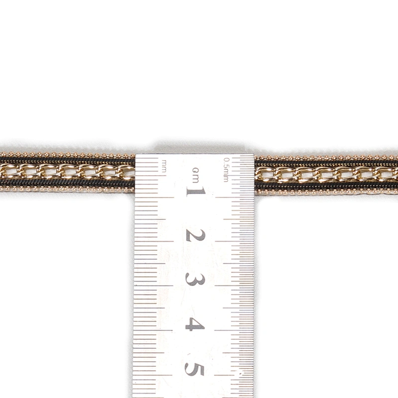 Stylish Black Hot Fix Transfer Trim with Golden Accessories Chain Beads