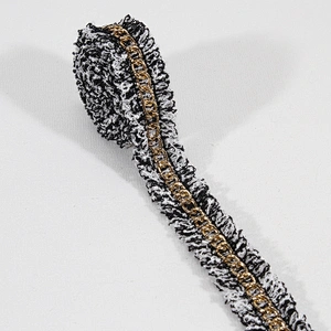 Cheap price wholesale polyester fringe tape trim with Copper chain