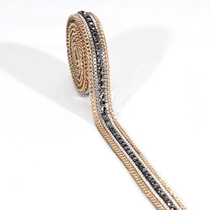 Hotfix Crystal Rhinestones Trim with Gold kavatar Accessories Chain