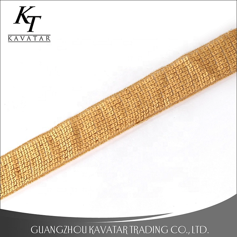 Hot sale width 4cm embroidery sequin trimmings ribbon for clothes