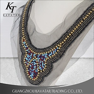 Gold beaded Collar Neck trim ethnic neck designs