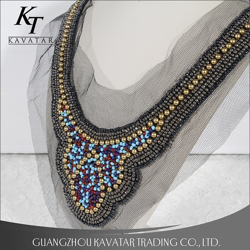 Gold beaded Collar Neck trim ethnic neck designs