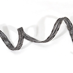 Wholesale Black Copper Chain Plastic Beaded Hotfix Webbing Trimming for Garments Sleeves Dresses Banding