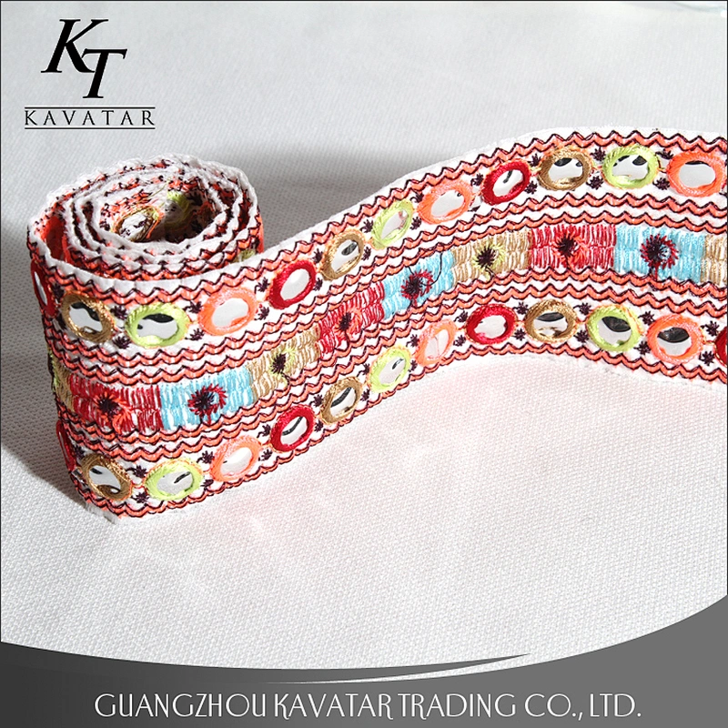 Wholesale 6cm white mirror style embroidery ribbon trim