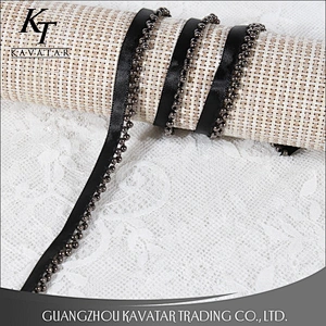 Kavatar Mini Beaded Trim Ribbon Polyester Embroidery Tape Decorative For Garment