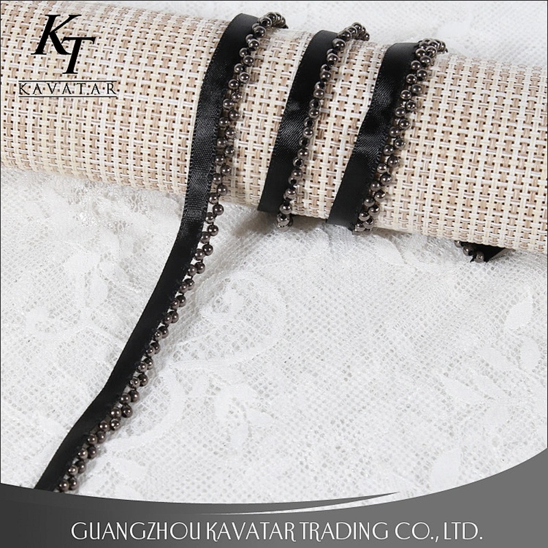Kavatar Mini Beaded Trim Ribbon Polyester Embroidery Tape Decorative For Garment