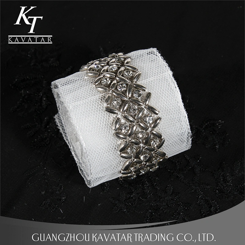 Accessories Beaded Lace Trim Vintage Mesh Fabric Rhinestone Lace Decorative For Wedding Dress