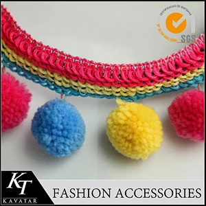 100% nylon material ball lace trim pom pom lace trim