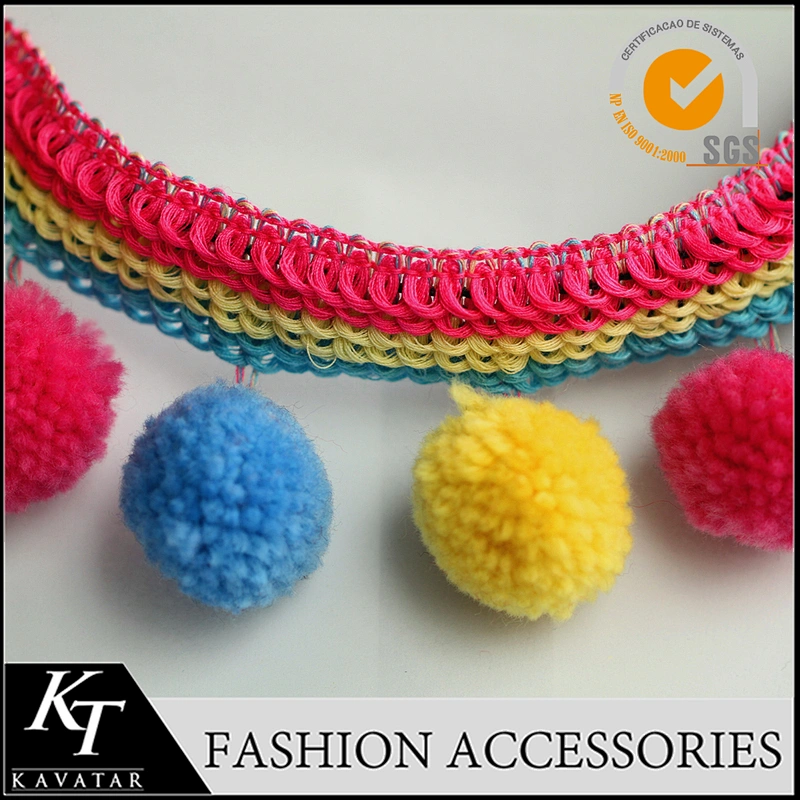 100% nylon material ball lace trim pom pom lace trim