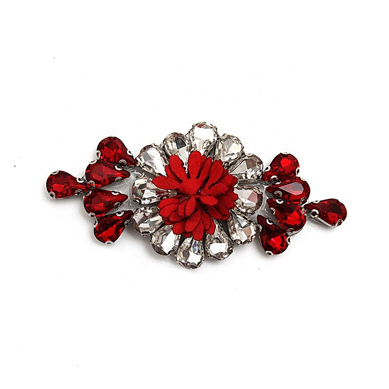 Christmas Cherry Flower Decorative Sew on Rhinestone Beaded Patches Wholesale patches for clothing