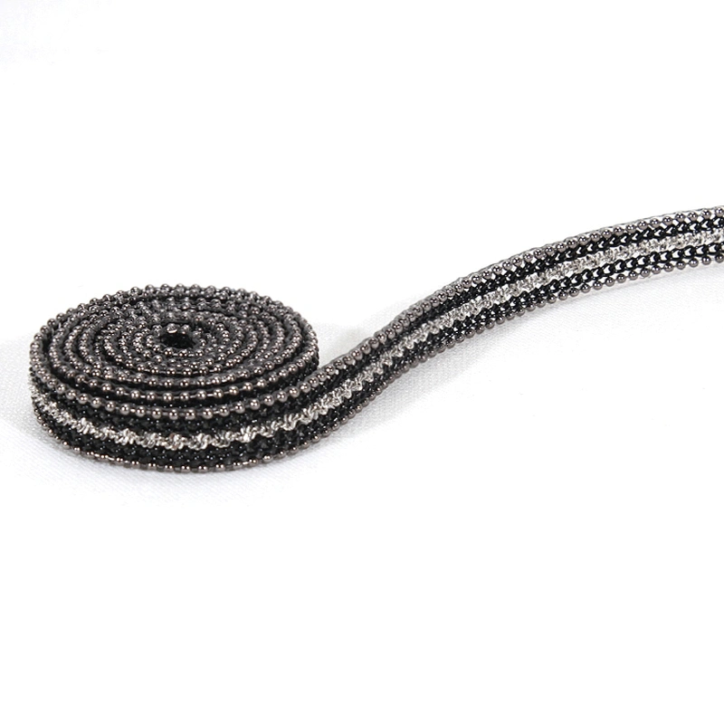 Wholesale Custom Iron On Black Accessories Chain Beaded Hot Fix Trim