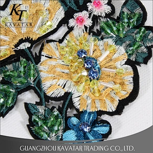 New arrival beaded crystal embroidery patches stick on jeans