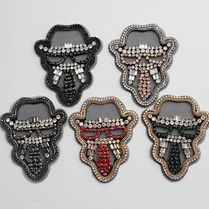 Factory Custom gold sequin and bungle beads embroidery patches custom patches for clothing