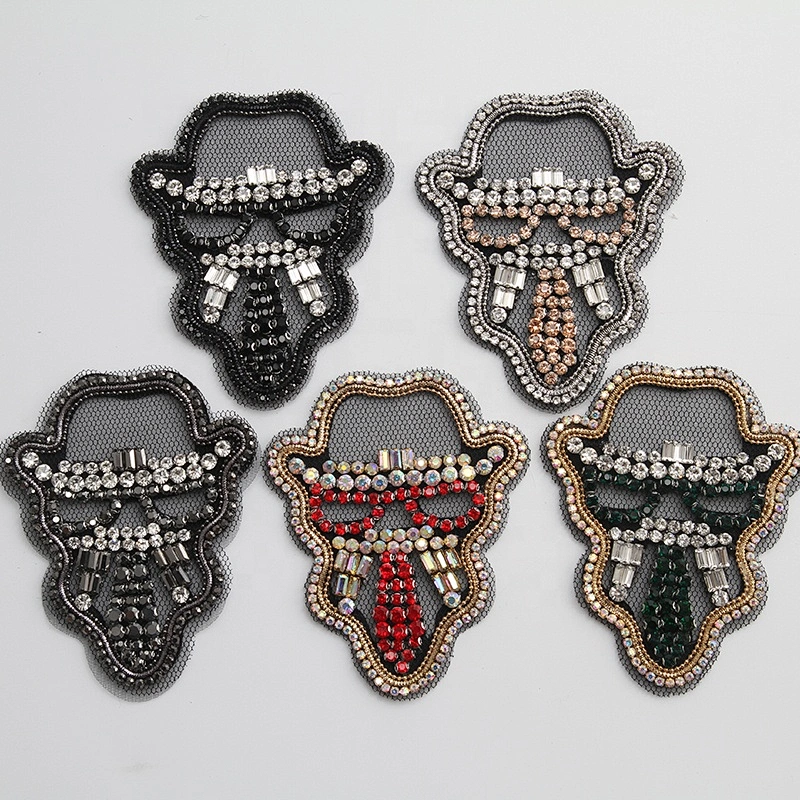 Factory Custom gold sequin and bungle beads embroidery patches custom patches for clothing