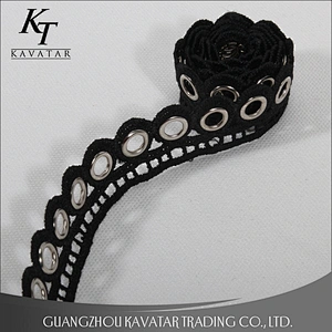 Special eyelet trim, made of eyelet and alloy/used for garment decoration