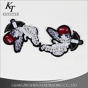 Cheap sewing clothes custom beaded embroidery applique patches