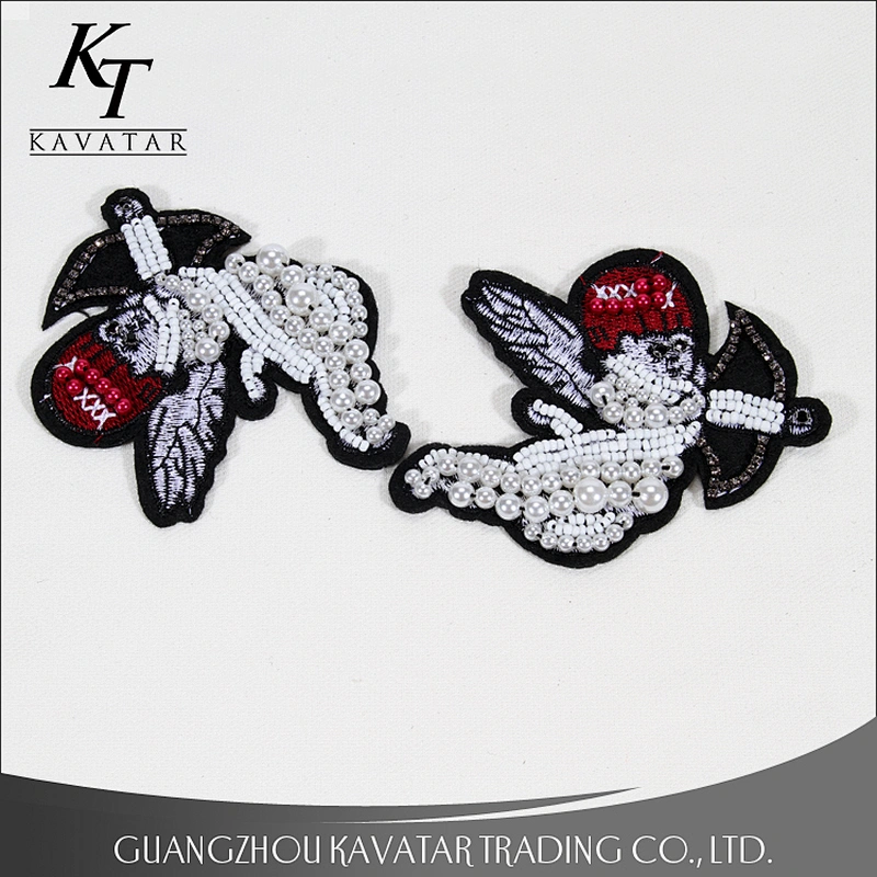 Cheap sewing clothes custom beaded embroidery applique patches