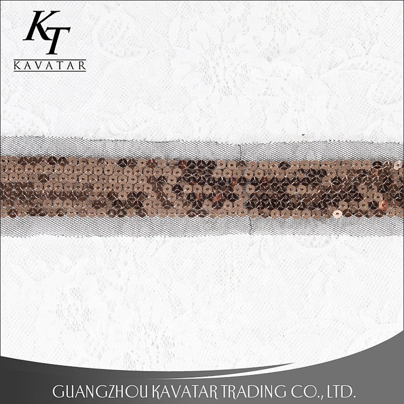 Fashion Handmade Round Sequins Mesh Lace Trim Decorative For Clothing