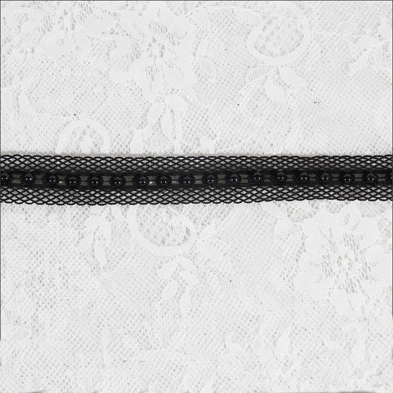 2018 High quality lace ribbon,black mesh lace,DIY beaded lace trim