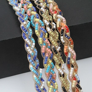 Kavatar new colorful  plait iron on rhinestone Trims for women clothing