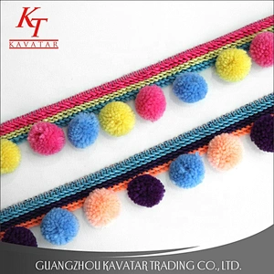 Kavatar Wholesale Multi Colors Sewing Hats Craft pompom Mini Bobble Ball Fringe Braid Lace Trimming