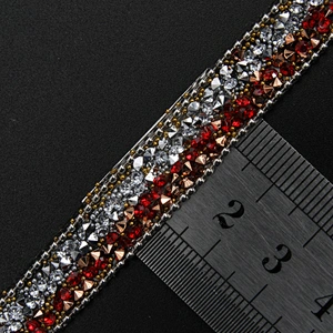 Kavatar Wholesale Accessories Chain Beaded Rhinestone Hotfix Trim Garment Accessory Custom Design Iron on Trims