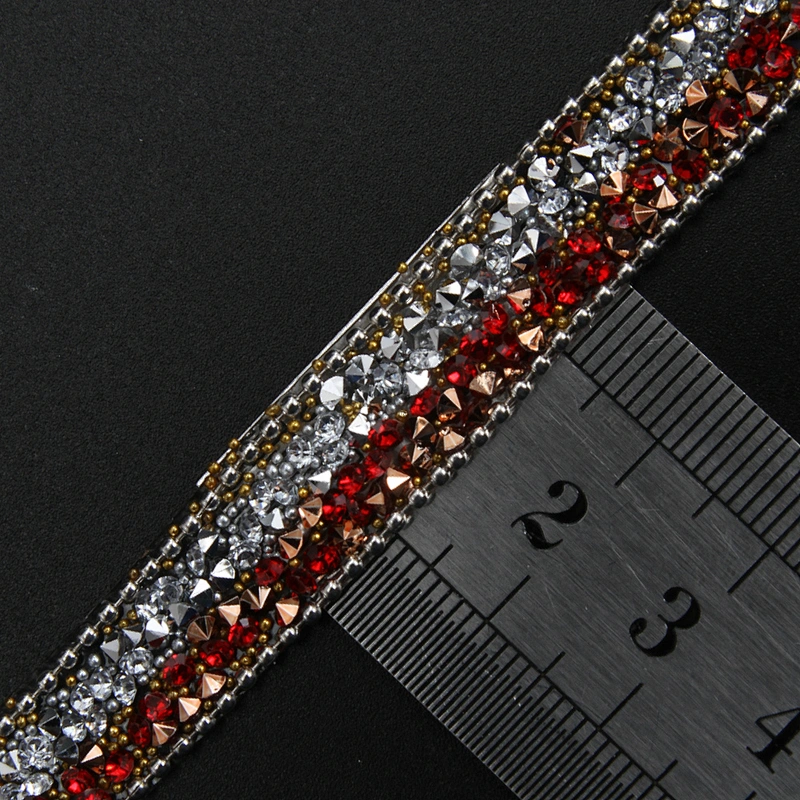 Kavatar Wholesale Accessories Chain Beaded Rhinestone Hotfix Trim Garment Accessory Custom Design Iron on Trims
