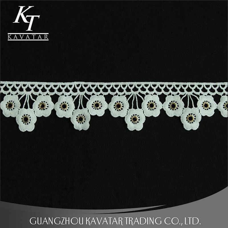 Fashion flower shape eyelet lace for garments new style eyelet lace