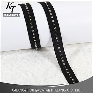 kavatar Accessories bead nail on polyester herringbone tape trim for decoration garment