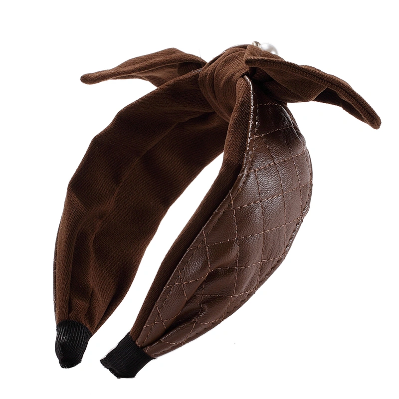 Korean version of winter plush leather bow party fashion headband  rhinestone headbands
