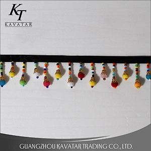 Fashion colorful beaded fringe,customized pom pom trim