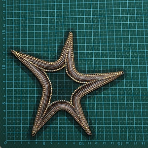 3D Multi Colour Bead Rhinestones Star Shaped Black Applique Patches