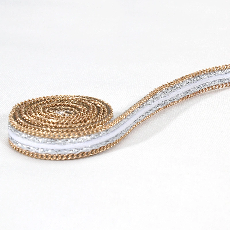 Bulk Fashion Gold Accessories Chain White Strip Embellished Hot Fix Trim for Garments Accessories