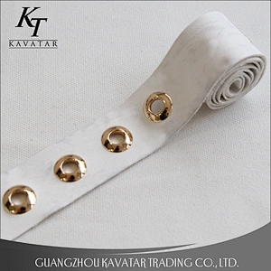 High quality 3.5cm width leather gold eyelet trims for garment wholesale