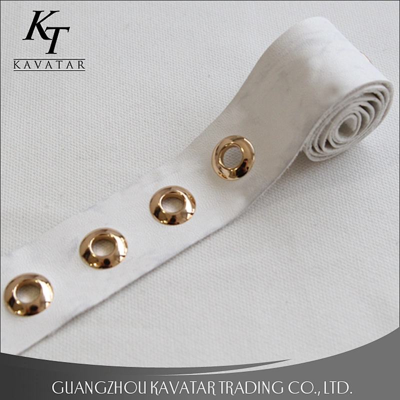High quality 3.5cm width leather gold eyelet trims for garment wholesale
