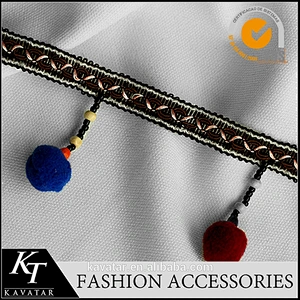 New Design Tassel curtain lace trimming lovely pom pom trim for dress