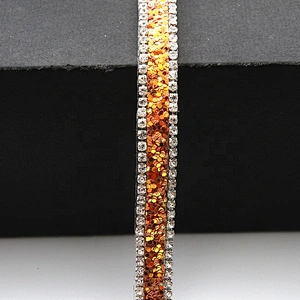 Kavatar Wholesale Hotfix trimming rhinestone hotfix banding gold Copper sequin rhinestone transfer tape iron trimming
