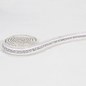 Bling Bling Decorative White Strips Accessories Beads Chain Decorated Hot Fix Rhinestone Transfer Motif Trim