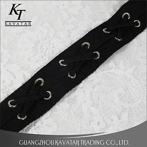 Kavatar Black Grommet Black Cotton Drawcord Tape Eyelet Trim