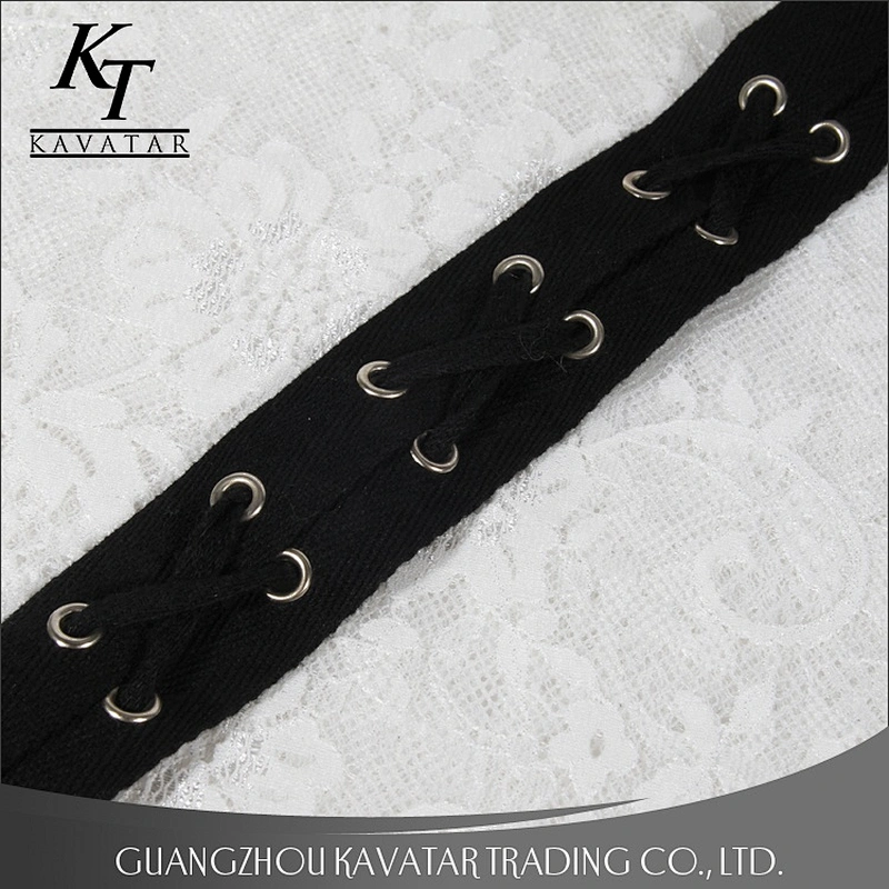 Kavatar Black Grommet Black Cotton Drawcord Tape Eyelet Trim