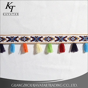 Ethnic style polyester tassel for clothing curtain home textile bags