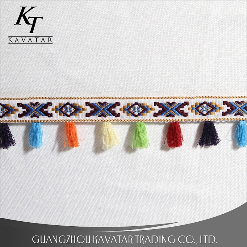 Ethnic style polyester tassel for clothing curtain home textile bags