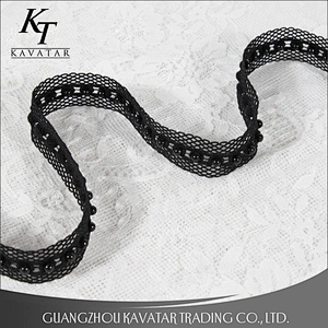 2018 High quality lace ribbon,black mesh lace,DIY beaded lace trim